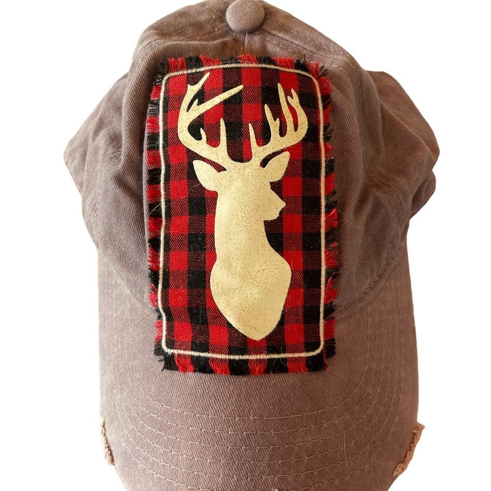 Southern Junkie Buffalo plaid deer baseball cap.